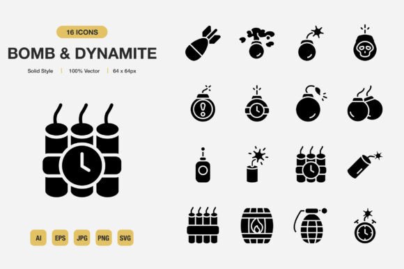 Bomb and Dynamite Solid Icons Graphics