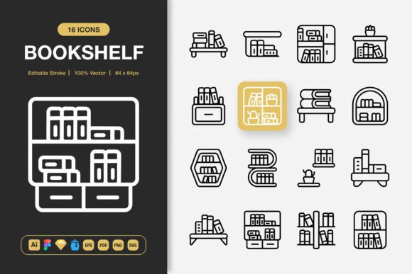 Bookshelf Icons: Modern Graphics for Branding and Marketing
