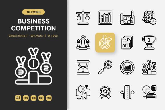 Business Competition Outline Icons for Modern Design Projects