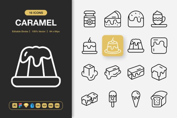 Caramel Icons – A Modern Graphic Asset for Design Projects