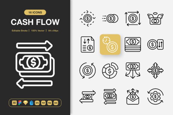 Cash Flow Icons Graphics for Handmade Creations