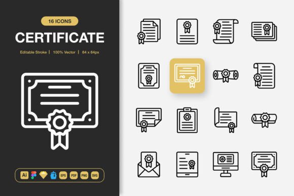 Certificate Icons Graphics for Digital Product Creators