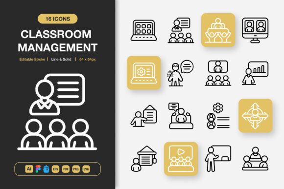 Classroom Management Icons for Modern Branding