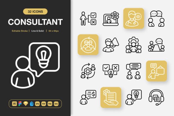 Consultant Icons: A Versatile Graphic Design Asset for Branding and Marketing