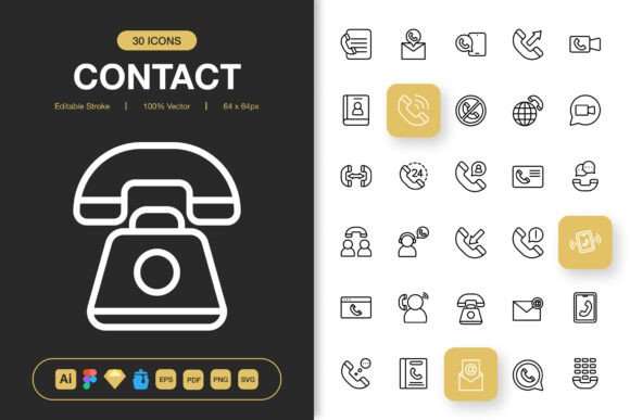 Contact Icons - Minimalist Graphics for Digital Sellers