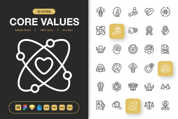 Core Values Icons for Modern Graphic Design