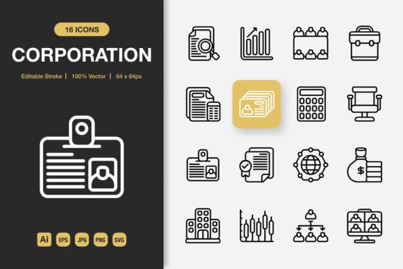 Corporation Outline Icons Review