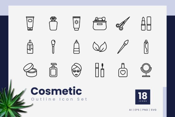Cosmetic Outline Icons for Local Business Graphics
