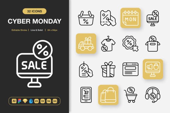 Cyber Monday Icons for Modern Branding
