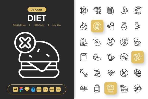 Diet Icons - Modern Graphics for Local Branding