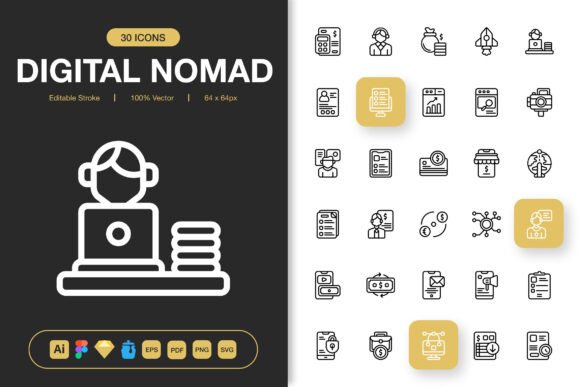Digital Nomad Icons – Modern Graphics for Creative Projects