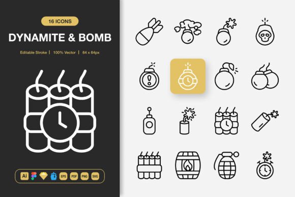 Dynamite and Bomb Icons Graphics
