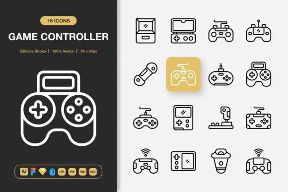 Game Controller Icons for Modern Graphic Design