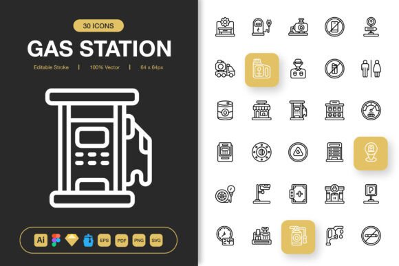 Gas Station Icons: A Modern Graphic Design Asset for Branding