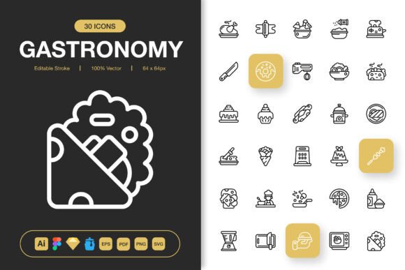Gastronomy Icons for Handmade Projects