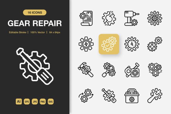 Gear Repair Outline Icons Review