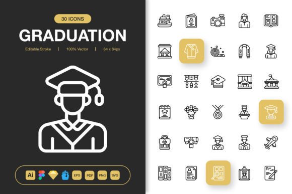 Graduation Icons: A Versatile Graphic Design Asset