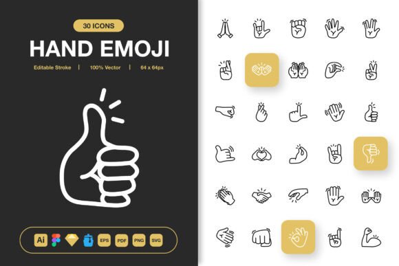 Hand Emoji Icons Graphics for Handmade Creations