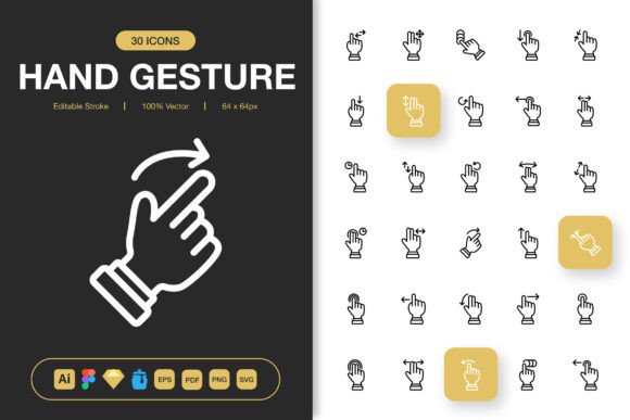 Hand Gesture Icons for Crafting and Design