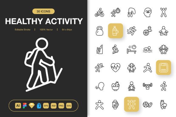 Health Activity Icons Review for Embroidery Projects