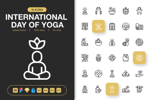 International Day of Yoga Icons for Modern Branding