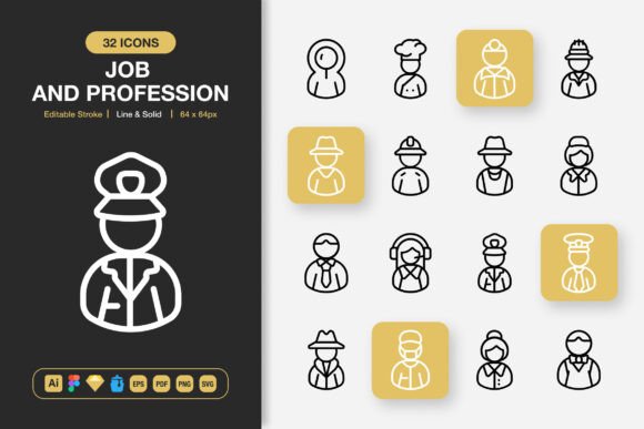 Job and Profession Icons for Modern Web Design