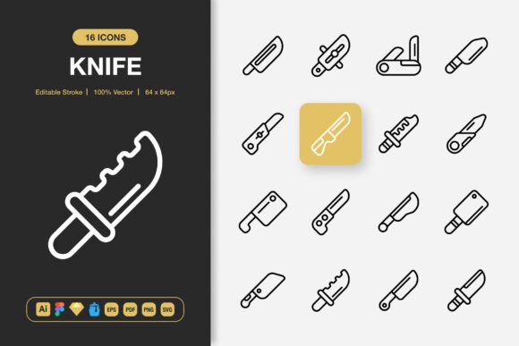 Knife Icons: A Modern Graphic Asset for Design Projects