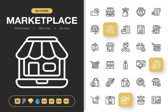 Marketplace Icons: A Versatile Graphic Design Asset for Digital Sellers