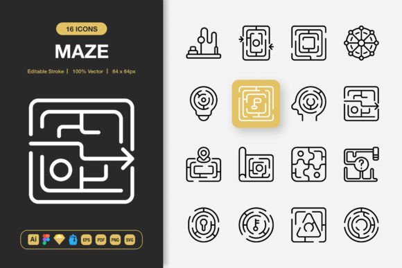 Maze Icons: A Versatile Graphic Design Asset for Modern Branding