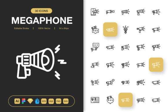 Megaphone Icons: Modern Graphics for Impactful Branding