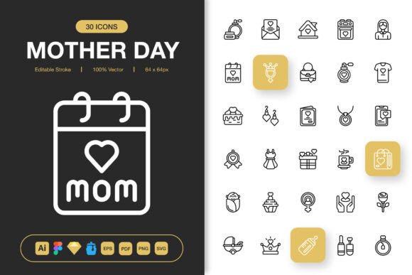 Mother Day Icons: Minimalist Graphics for Branding