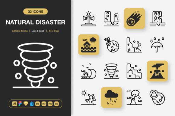 Natural Disaster Icons for Modern Graphic Design