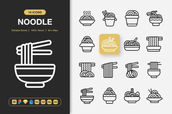 Noodle Icons - Minimalist Graphics for Digital Sellers