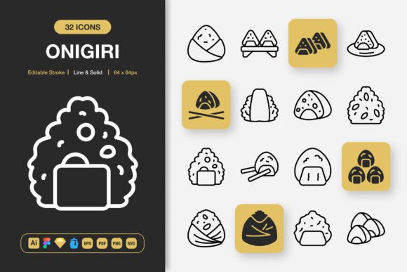 Onigiri Icons: A Minimalist Graphic Design Asset for Creative Projects