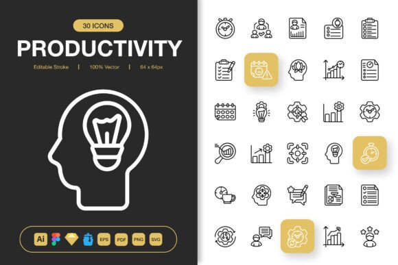 Productivity Icons: A Graphic Design Asset for Modern Projects