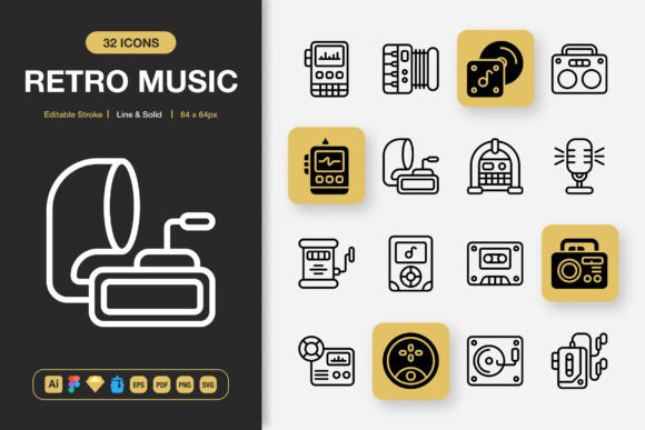 Retro Music Icons for Modern Branding and Marketing