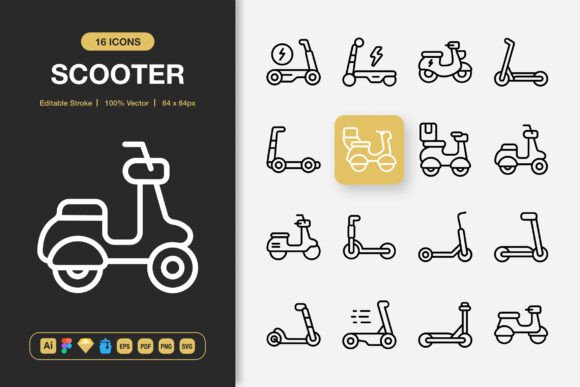 Scooter Icons: A Minimalist Graphic Asset for Modern Design
