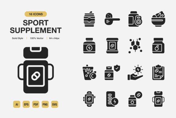Sport Supplement Solid Icons for Modern Graphics
