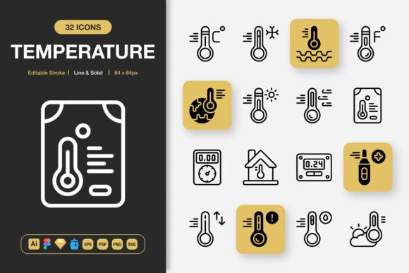 Temperature Icons: Modern Graphics for Clean Editorial Design