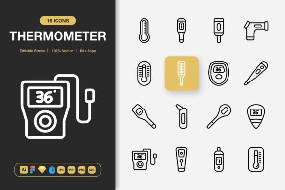 Thermometer Icons for Modern Web and Editorial Design