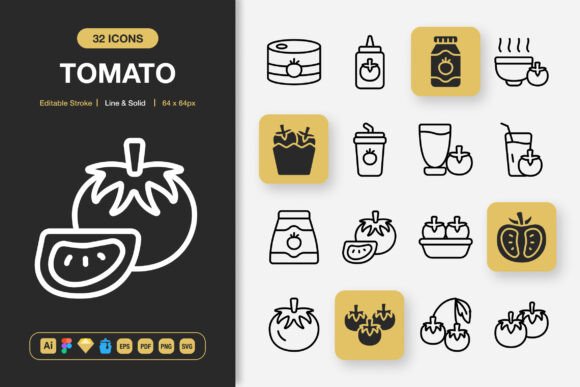 Tomato Icons: A Minimalist Graphic Design Asset for Digital Sellers