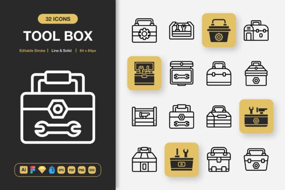 Toolbox Icons: A Versatile Graphic Design Asset for Modern Branding