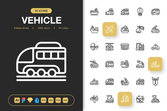 Vehicle Icons: A Versatile Graphic Design Asset