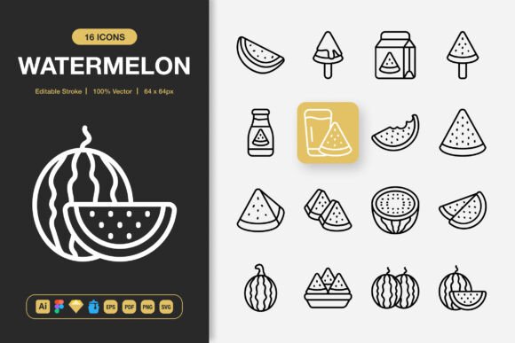 Watermelon Icons: A Modern Graphic Design Asset for Content Publishers