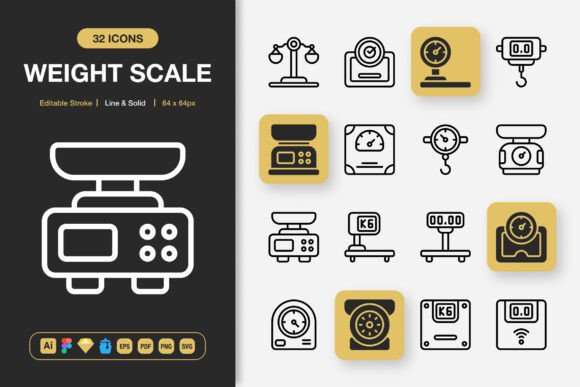 Weight Scale Icons for Modern Branding and Packaging